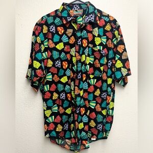 VINTAGE TANGO by Max Raab Colorful Hawaiian Shirt Button Front Size Large